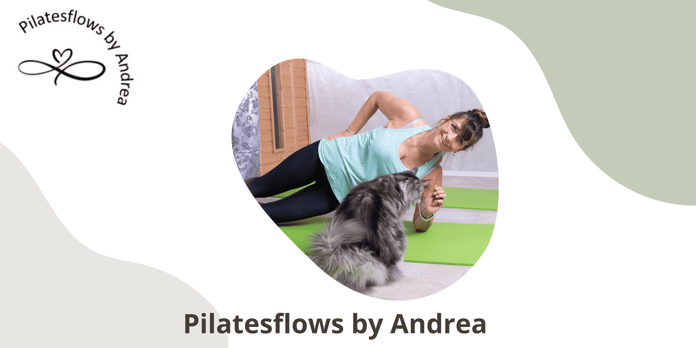 Pilatesflows by Andrea; Andrea mit Katze beim Sidestütz